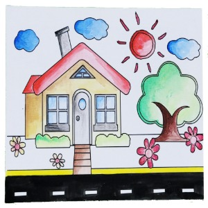 스케치 캔버스 6번 나의 집  (15cm×20cm)  (나무 이제 별도 구매상품)